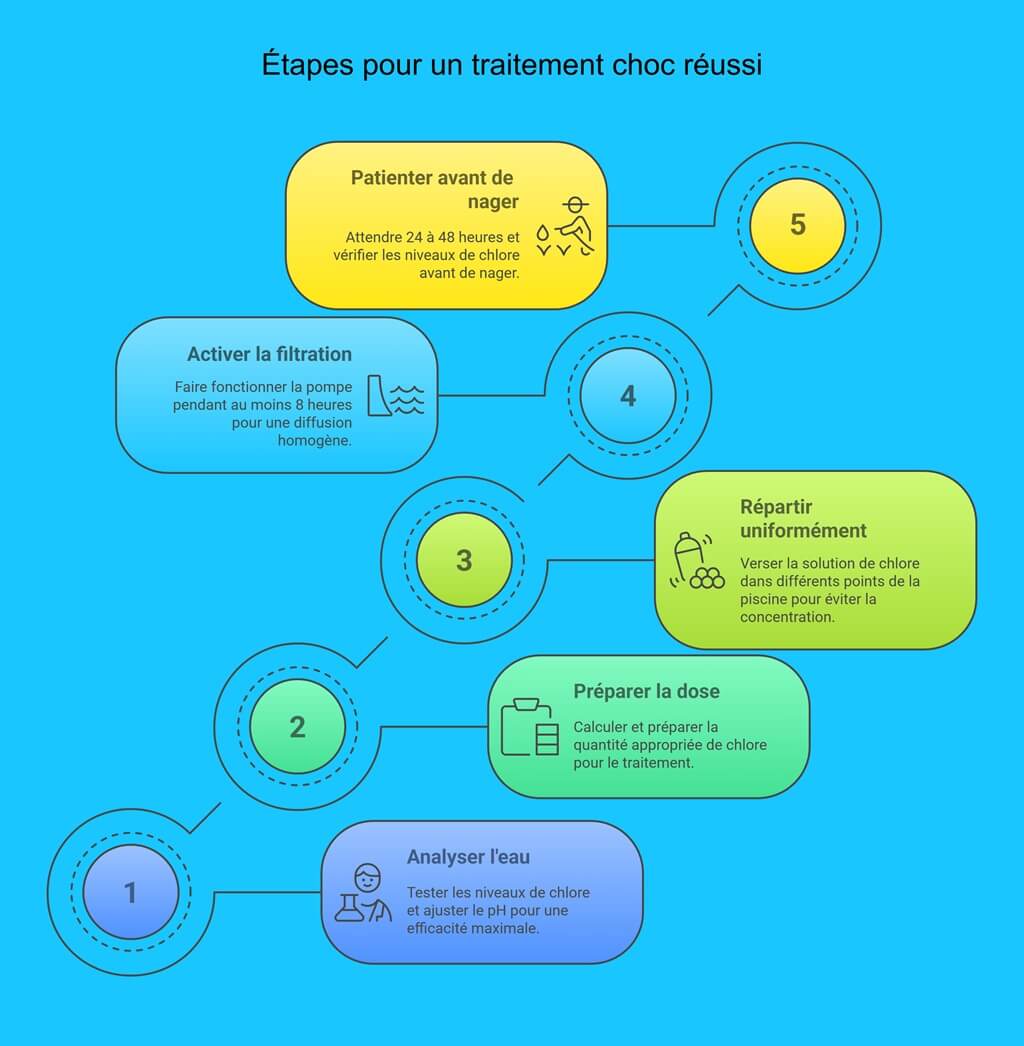 étapes traitement chlore choc