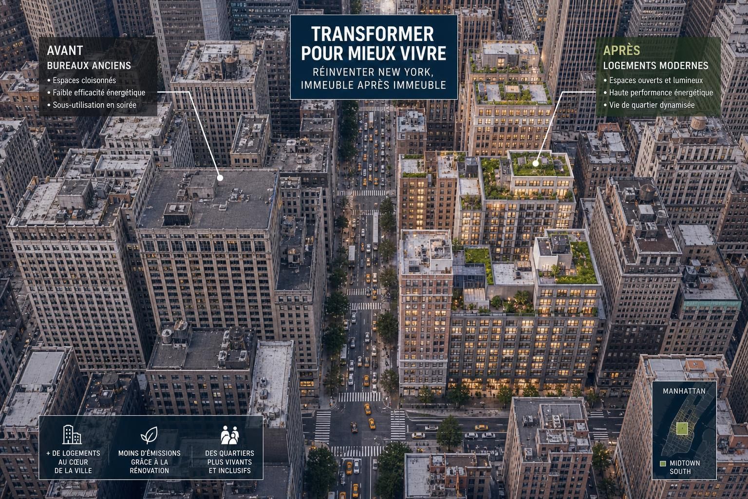 découvrez comment new york lutte contre la pénurie de logements en transformant rapidement ses bureaux vacants en habitations, une solution innovante pour répondre à la demande croissante.